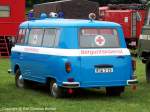 Krankentransportwagen KTW des Bergunfalldienstes des Deutschen Roten Kreuzes der DDR, Bezirk Dresden auf Basis des Barkas B 1000 - fotografiert am 12.06.2010 in Leipzig/ Jahnallee zur Interschutz 2010